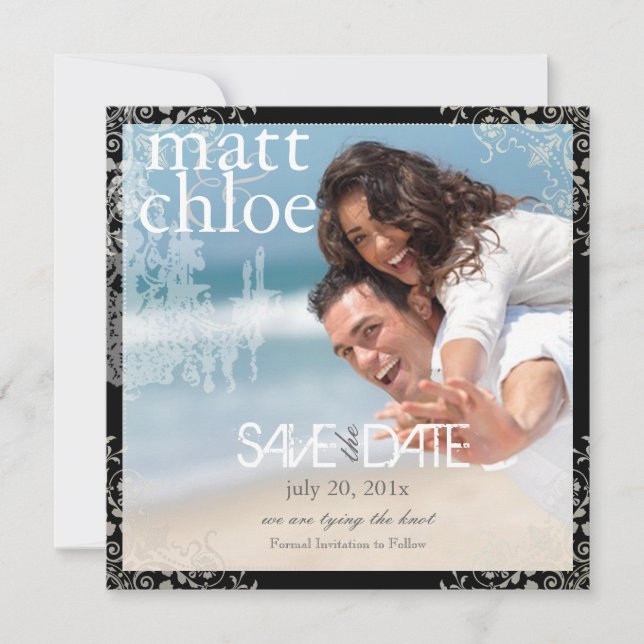 PixDezines Chadelier+Filigree/Datum/Farbe gerettet Save The Date (Vorderseite)