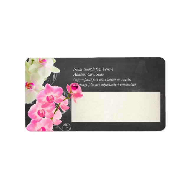 PixDezines chalkboard+kona rosa Orchid Adressaufkleber (Vorne)