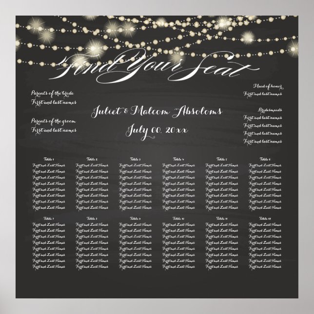PixDezines Chalkboard/Lichter Saiten/Sitzdiagramm Poster (Vorne)