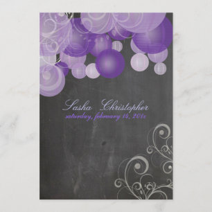 PixDezines Chalkboard lila Signalleuchten Einladung