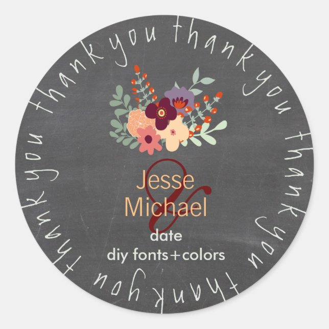 PixDezines chalkboard petite fleurs/DIY text Runder Aufkleber (Vorderseite)