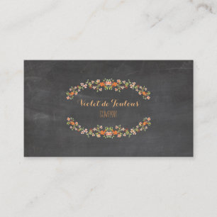 PixDezines Chalkboard+Petite Fleurs Visitenkarte