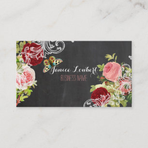 PixDezines Chalkboard/Redoute Vintage Rose Visitenkarte