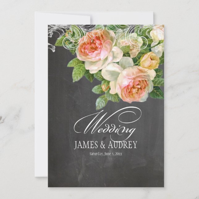 PixDezines chalkboard/Rokoko/Vintage Rose Einladung (Vorderseite)