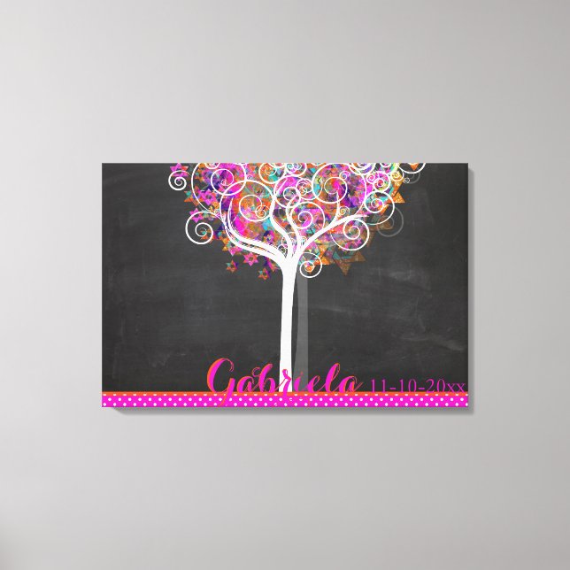 PixDezines Chalkboard Tree of Life Sign in Board Leinwanddruck (Vorderseite)