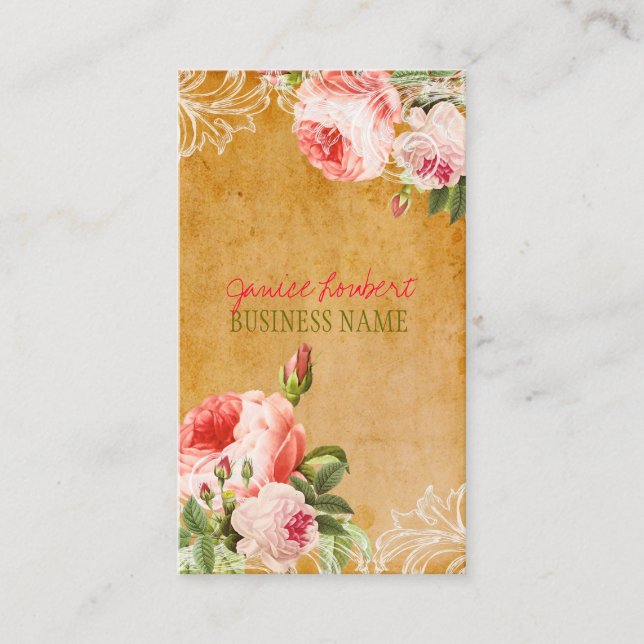 PixDezines Chalkboard+Vintage Rose Visitenkarte (Vorderseite)