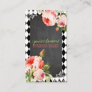 PixDezines Chalkboard + Vintage Rose Visitenkarte