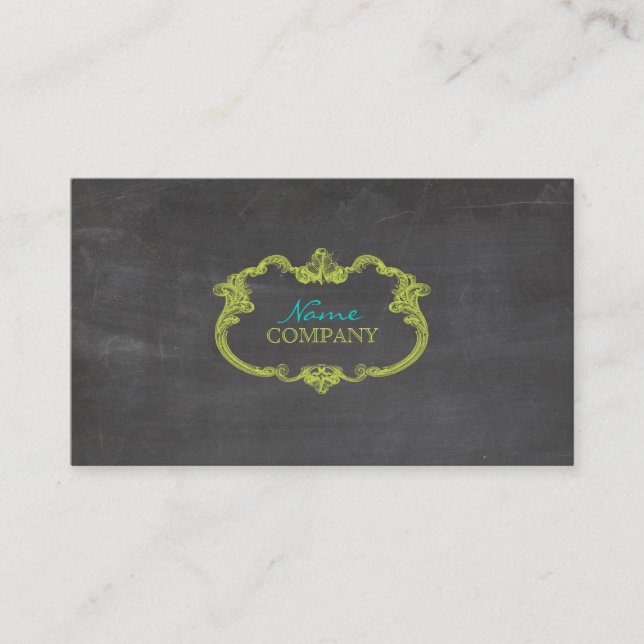 PixDezines Chalkboard + whimsischer Rahmen Visitenkarte (Vorderseite)