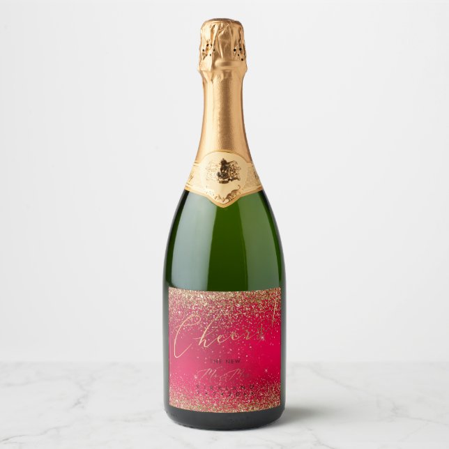 PixDezines Cheers Christmas Red+Gold Glitzer (Vorderseite)