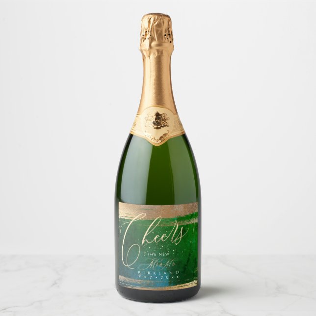 PixDezines Cheers Gold Brush Strokes Emerald Aquam (Vorderseite)