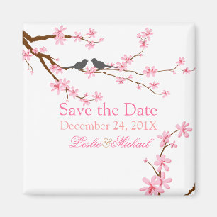 PixDezines Cherry Blossom+Liebesvögel Magnet