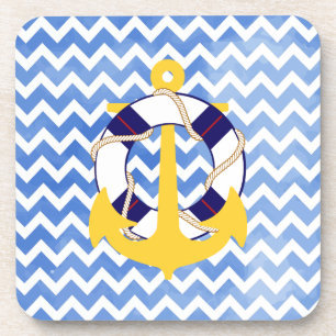 PixDezines Chevron/Wasserfarbe nautisch Getränkeuntersetzer