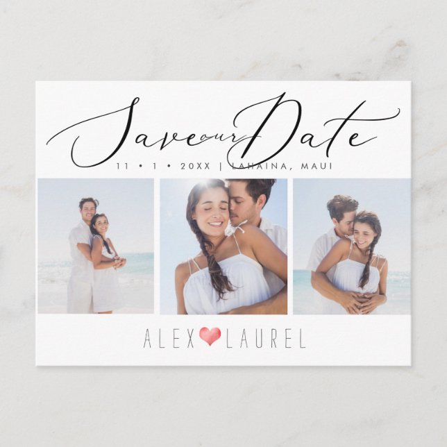 PixDezines Chic Elegant Calligraphy Rett Date Postkarte (Vorderseite)