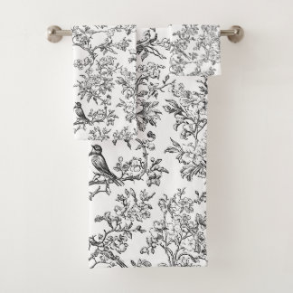 PixDezines Chinoiserie noir blanc, oiseaux pivoine