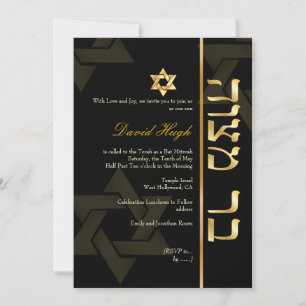PixDezines Classic/Stilvolle Bar Mitzvah/Schwarz/G Einladung