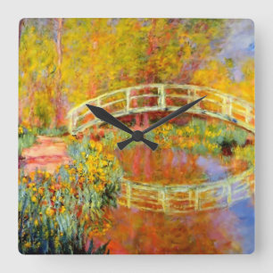 PixDezines Claude Monet Seerose in Giverny Quadratische Wanduhr