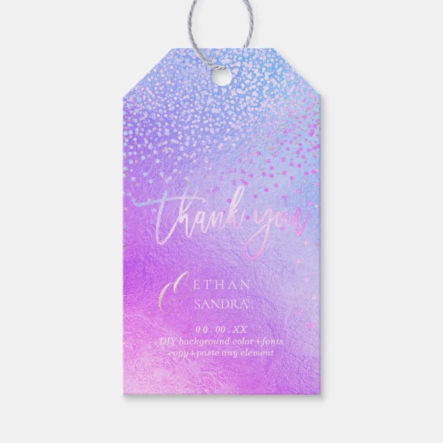 PixDezines Confetti, Ombre Violet Geschenkanhänger (Vorderseite)
