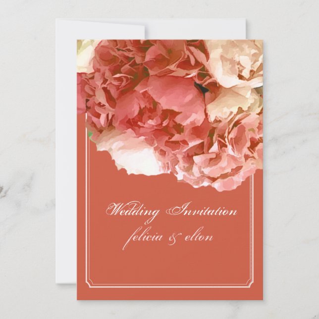 PixDezines Coral Peonies/Orange Hydrangeas/Bouquet Einladung (Vorderseite)