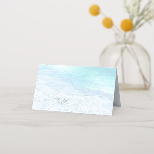 PixDezines Crystal Blue Coastal Shoreline Beach Platzkarte (Vorderseite)