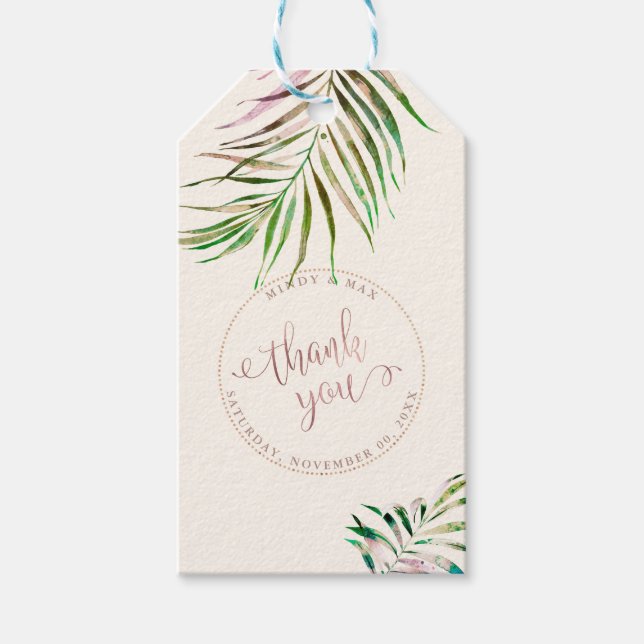 PixDezines danke, Palm Fronds Geschenkanhänger (Vorderseite)