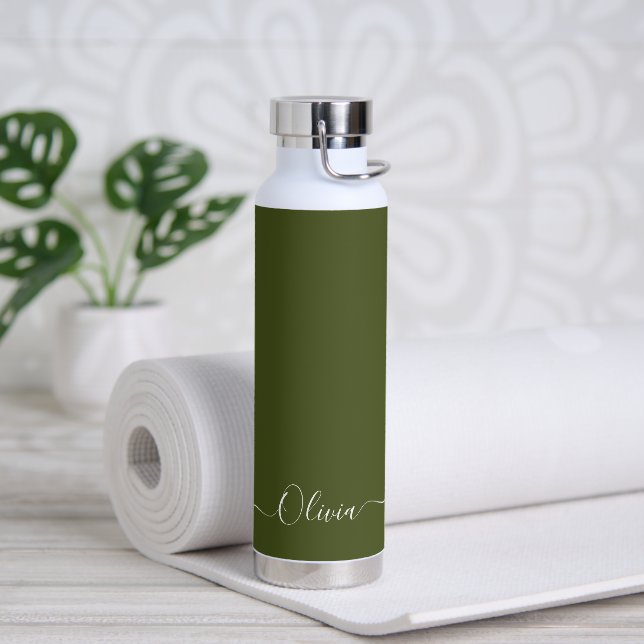 PixDezines Dark Moss Green DIY Farbe Trinkflasche (Yoga)