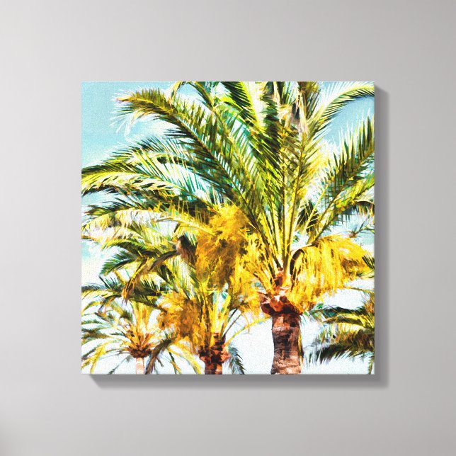 PixDezines Date Palms/Light Blue Leinwanddruck (Vorderseite)