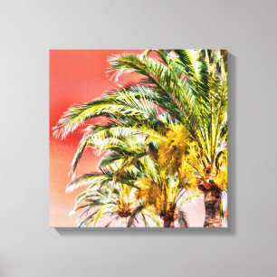 PixDezines Date Palms/Sunset Sky Leinwanddruck