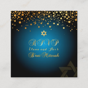 PixDezines DAZZLED GOLD/B'nai Mitzvah RSVP-Karten Quadratische Visitenkarte