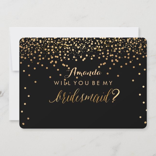 PixDezines Dazzled Imitate Gold Sie...Bridesmaid Einladung (Vorderseite)