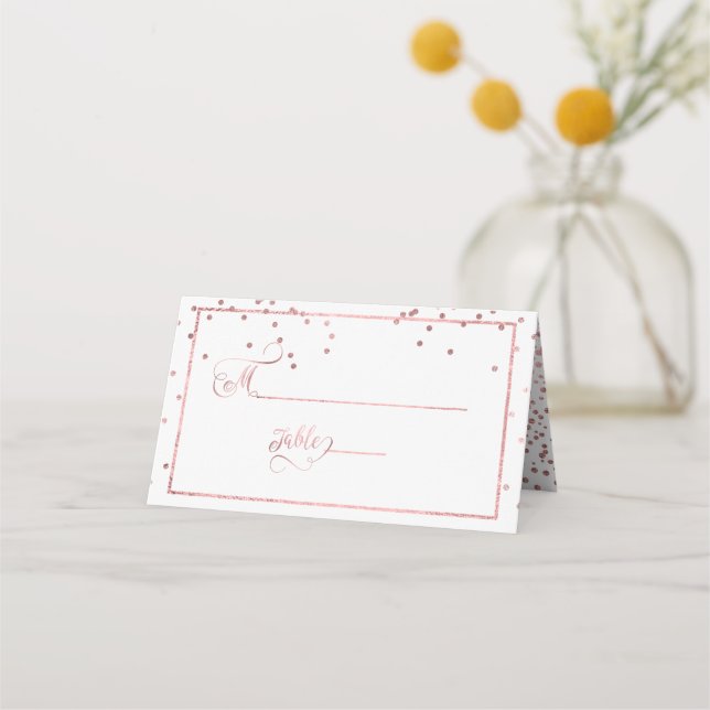 PixDezines Dazzled Imitats Rose Gold Confetti Platzkarte (Vorderseite)