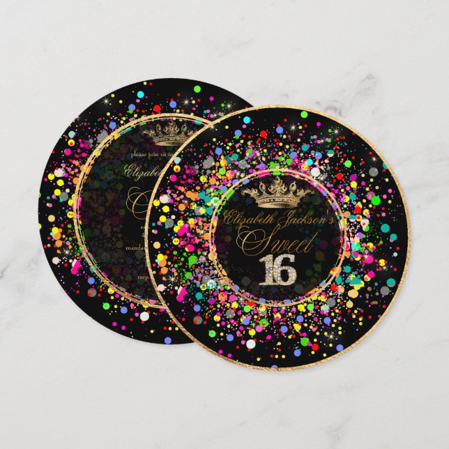 PixDezines Dazzled/Regenbogen/Sweet+16 Einladung (Vorne/Hinten)