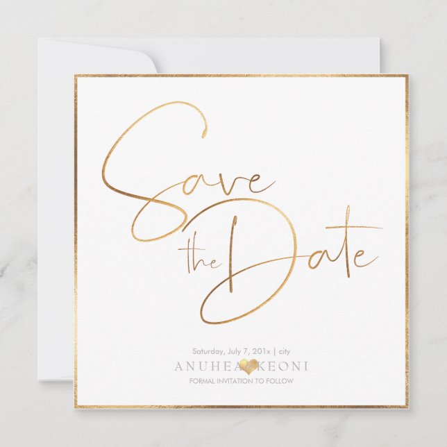 PixDezines DELICATE LIEBE IMITATS GOLD|BOTANICA Save The Date (Vorderseite)