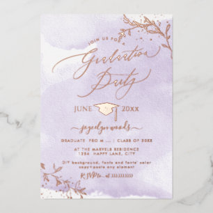 PixDezines Delicate Rose Gold Foliage Abschluss F Folieneinladung