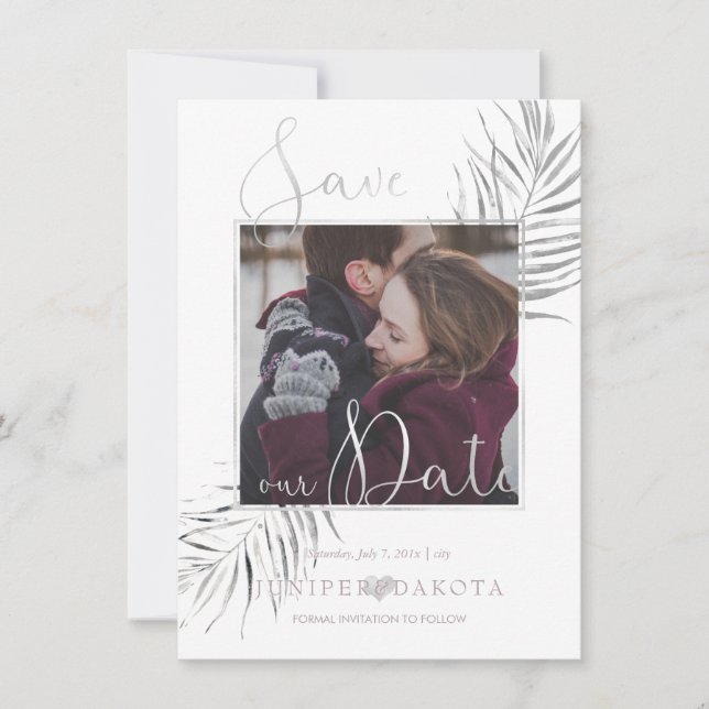 PixDezines DELIKATE LIEBE+PALM-FRONDS Save The Date (Vorderseite)