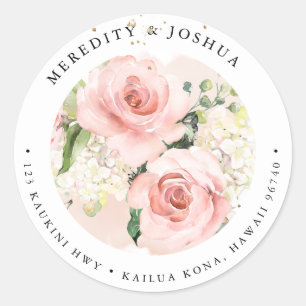 PixDezines Delikates Blüte, Blush Rose Weißer Hyde Runder Aufkleber