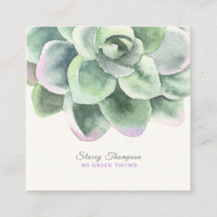 PixDezines Desert-Rose Sukkulente Wasserfarbe Quadratische Visitenkarte