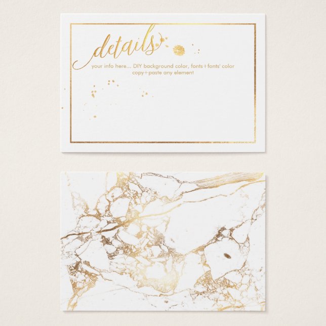 PixDezines Détails Cartes/Marbre /Blanc+Or (Devant & derrière)