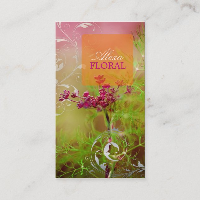 PixDezines dill Unkraut+filigrane Wirbel Visitenkarte (Vorderseite)