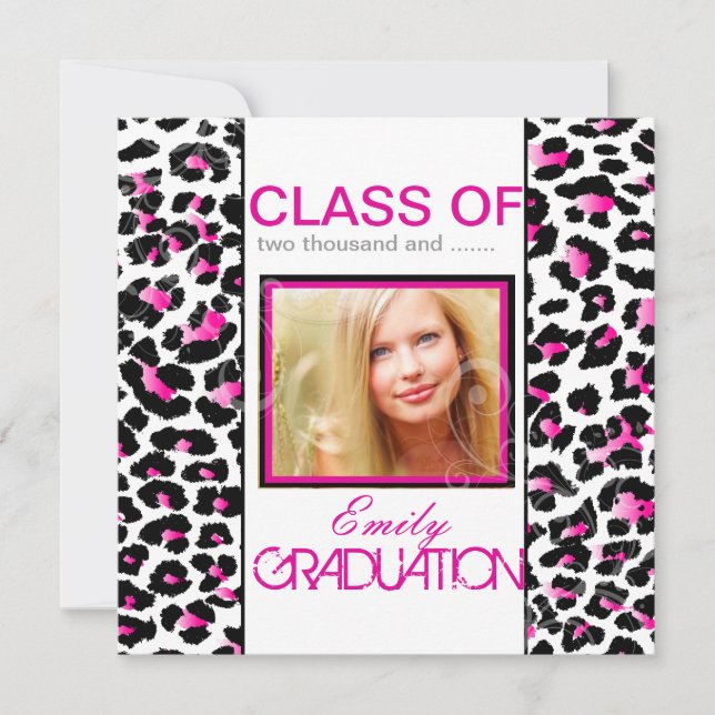 PixDezines diy 2012 graduation, cheetah Einladung (Vorderseite)