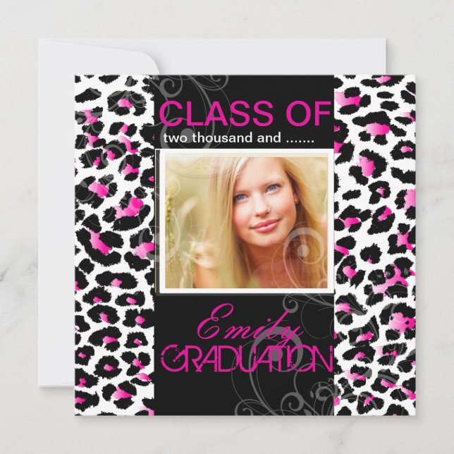PixDezines diy 2012 graduation, cheetah Einladung (Vorderseite)