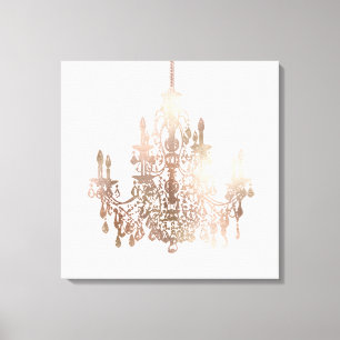 PixDezines DIY Color/Roségold Kronleuchter Leinwanddruck