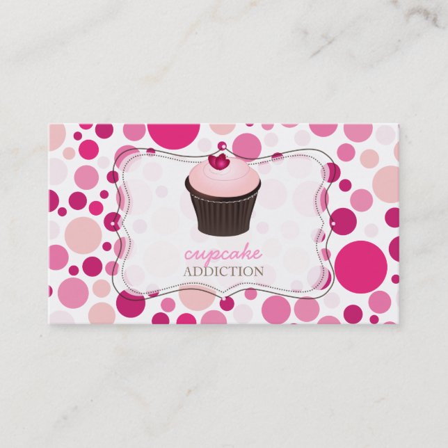 PixDezines diy cupcake+polka Punkte Visitenkarte (Vorderseite)