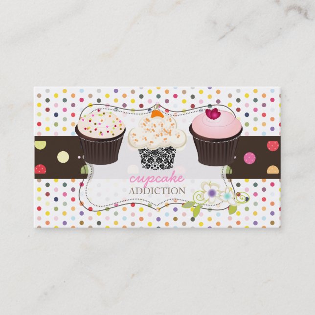 PixDezines diy cupcake+polka Punkte Visitenkarte (Vorderseite)