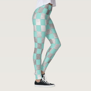 PixDezines DIY Farbe/Faux Silber/Karomuster Leggings