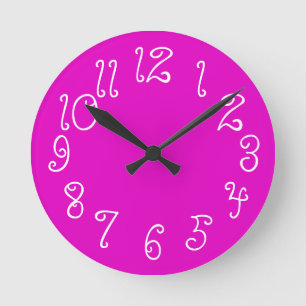 PixDezines DIY Farbe/Schrift/knallrosa Runde Wanduhr