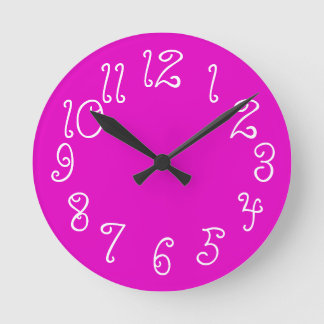 PixDezines DIY Farbe/Schrift/knallrosa Runde Wanduhr