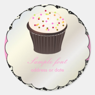 PixDezines diy Farben, cupcake+olivia damask Runder Aufkleber
