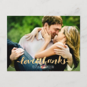 PixDezines DIY-Fotos Liebe+Dank/goldene+Schrift Postkarte