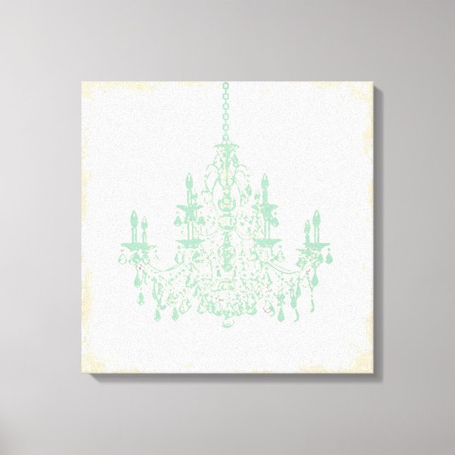 PixDezines DIY Hintergrund/Mint Green Chandelier Leinwanddruck (Vorderseite)