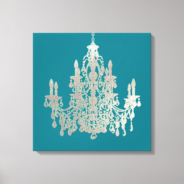 PixDezines DIY Hintergrundfarbe/Silber Kronleuchte Leinwanddruck (Vorderseite)